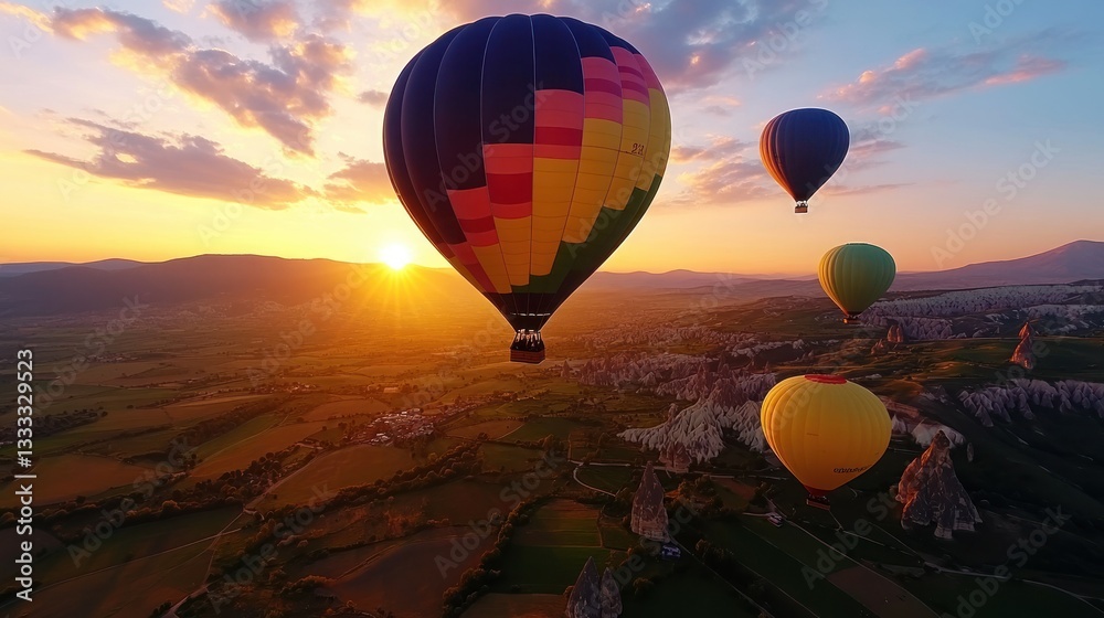 Obraz premium Sunrise hot air balloon flight over Cappadocia
