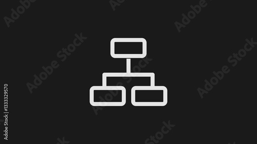 An animated organization structure chart representing hierarchy, teamwork, and leadership