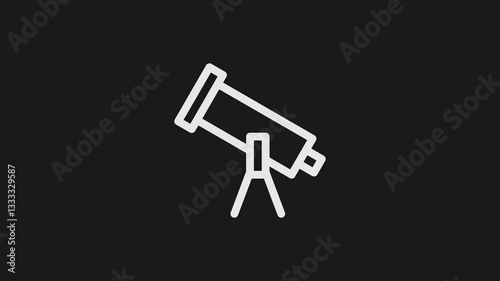 An animated telescope pointing to the sky, symbolizing space exploration and discovery