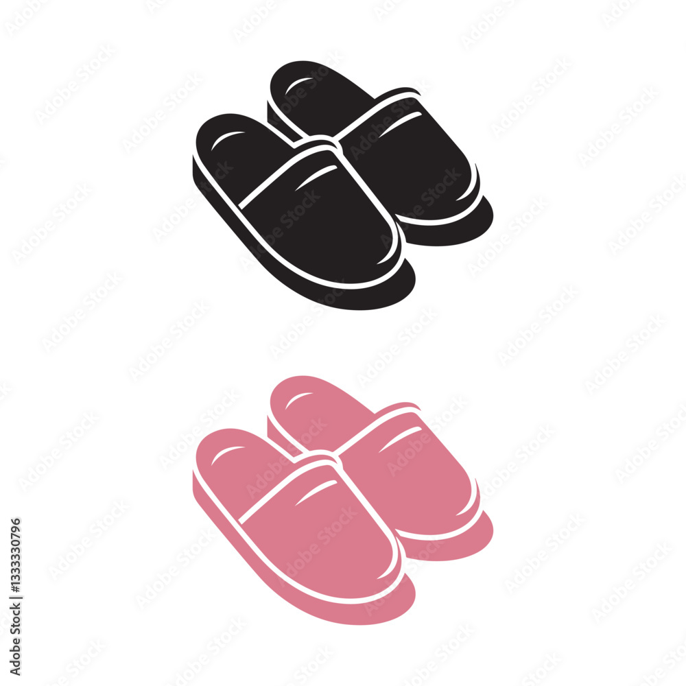 Slippers silhouette on white background. Simple slippers for indoor use vector Slippers silhouette on white background. Simple slippers for indoor use vector
