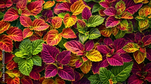 Vibrant Coleus Plants Colorful Leaves Texture Background
