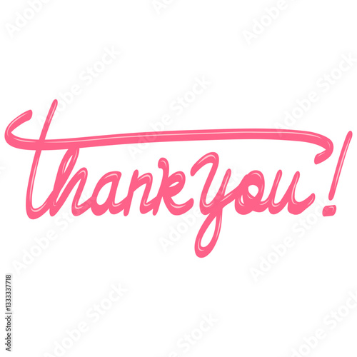 Thank You Pink Text Lettering Calligraphy Vector 