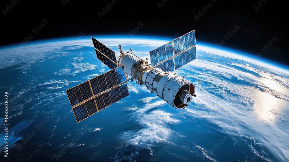 Fototapeta premium A telecommunications company developing satellitebased broadband for commercial aviation, Satellite Communications, Expansive and innovative