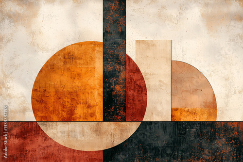 minimalist composition of geometric shapes arranged in a modern boho aesthetic