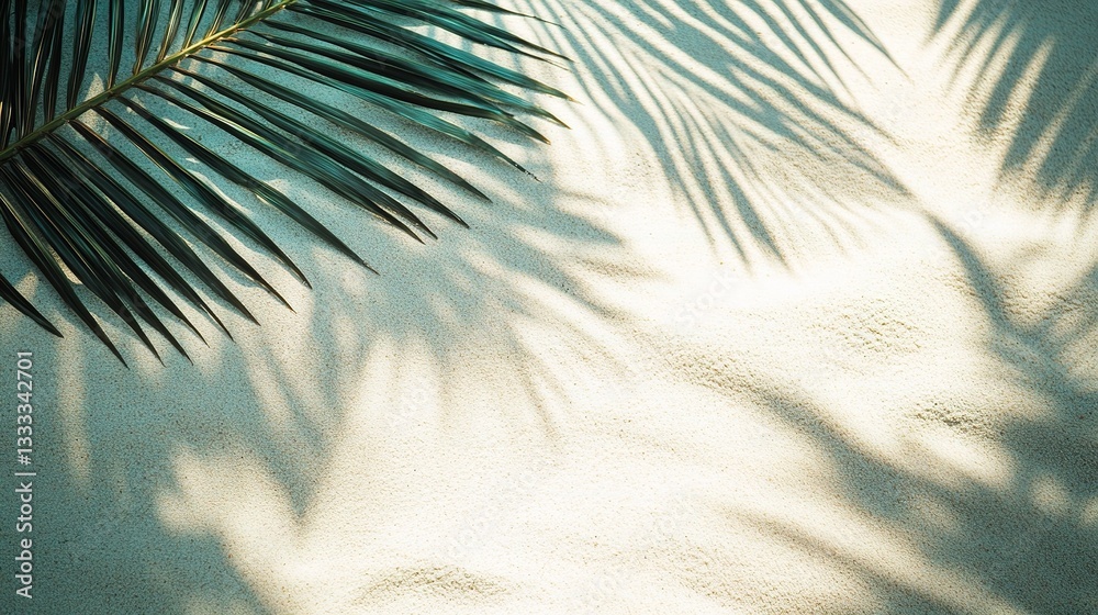 Fototapeta premium Tropical Palm Leaf Shadows on Soft Sandy Surface