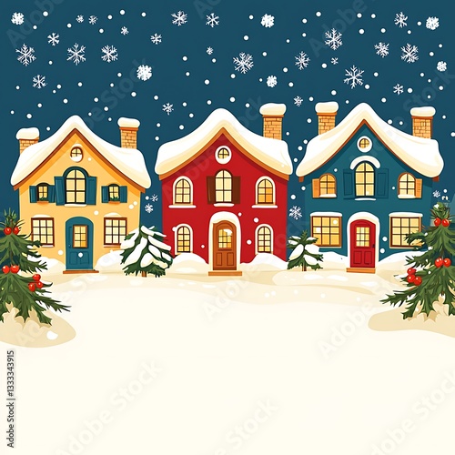 Wallpaper Mural Winter Homes Houses on a snowy landscape Torontodigital.ca