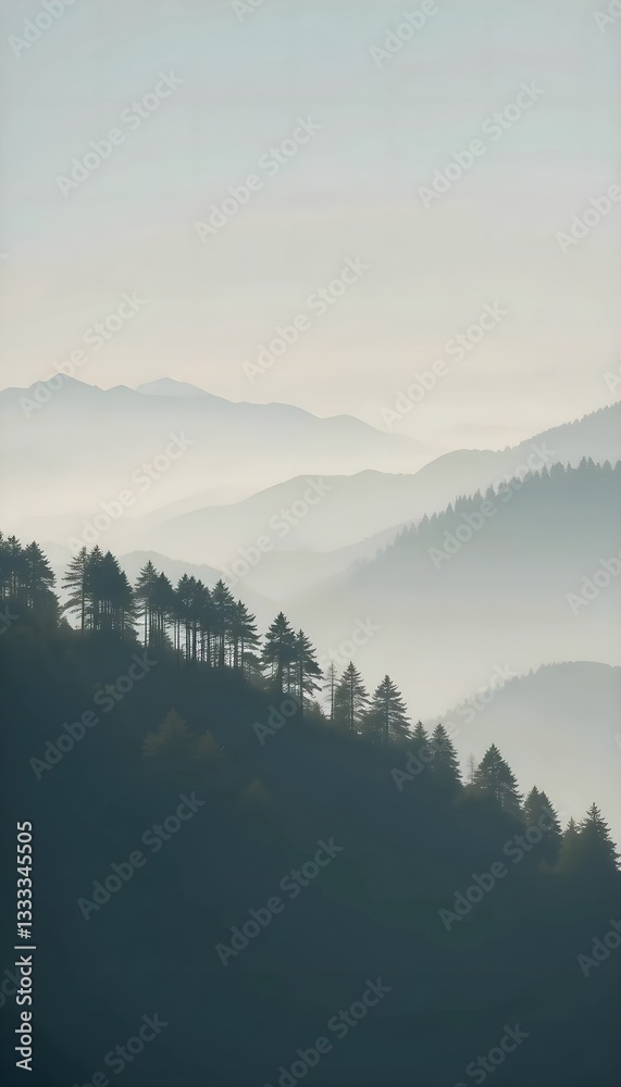 Fototapeta premium Foggy Mountain View