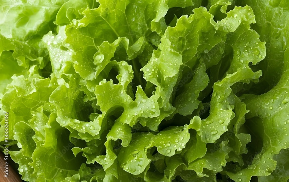 Fresh Green Lettuce Leaves with Dew Drops Close Up Fresh Green Lettuce Leaves with Dew Drops Close Up