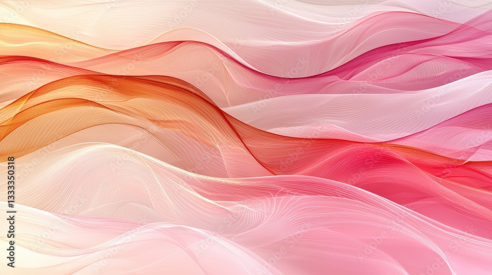 Obraz premium Abstract Flowing Waves in Soft Red and Pink Tones with Subtle Gradient and Movement