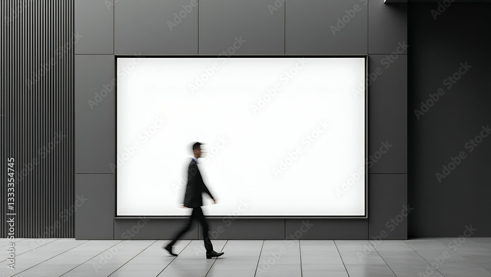 Minimalist Architectural Scene with a Monochrome Palette and a Walking Figure in Motion Blur Showcasing Modern Urban Design Minimalist Architectural Scene with a Monochrome Palette and a Walking Figure in Motion Blur Showcasing Modern Urban Design