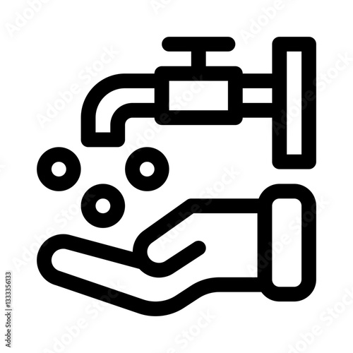 Hand Under Faucet line icon