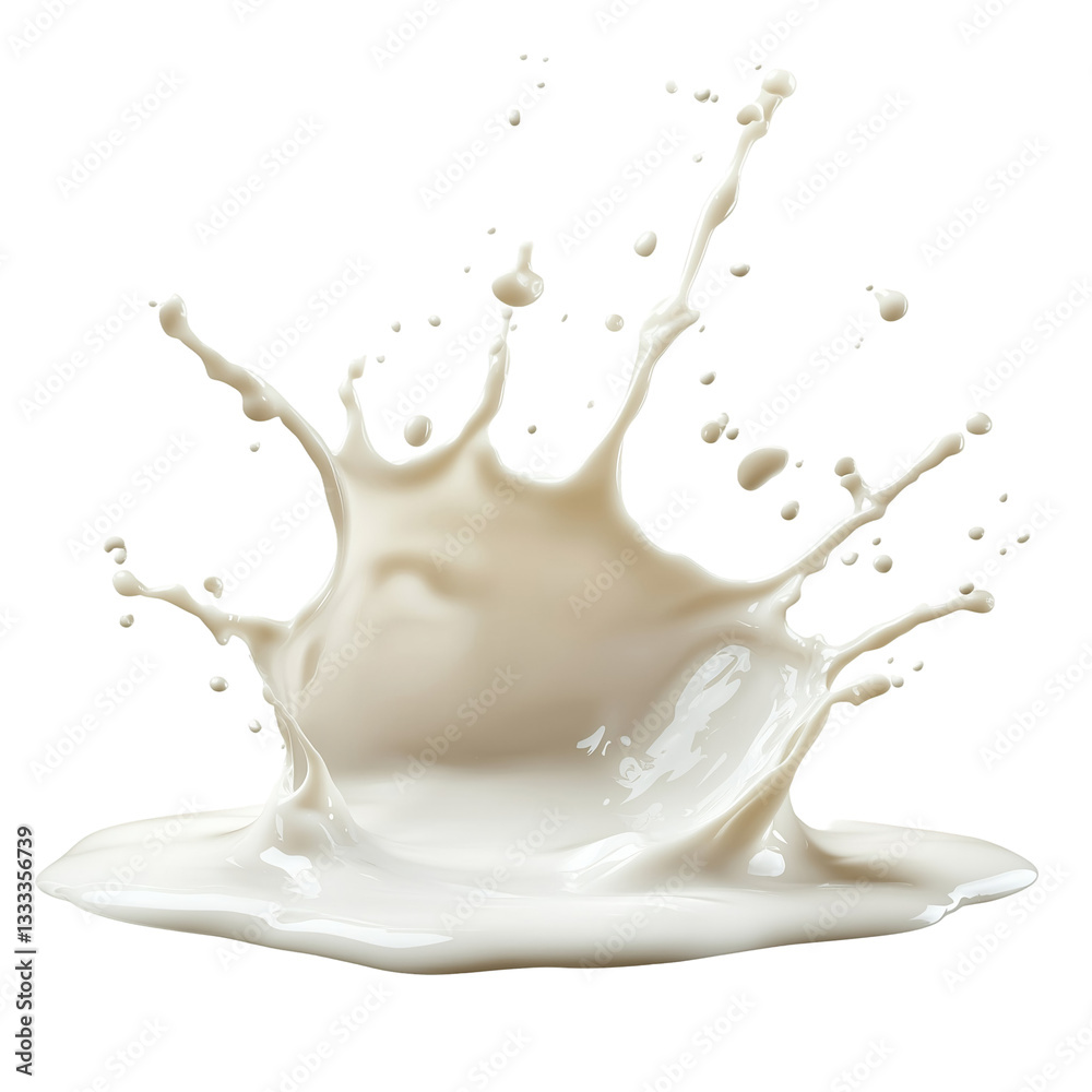 Fresh spilled milk puddle splashed, isolated on transparent background Fresh spilled milk puddle splashed, isolated on transparent background
