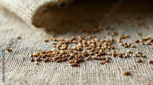 Organic Cumin Seeds on Rustic Linen Cloth – Earthy and Textured Close-Up