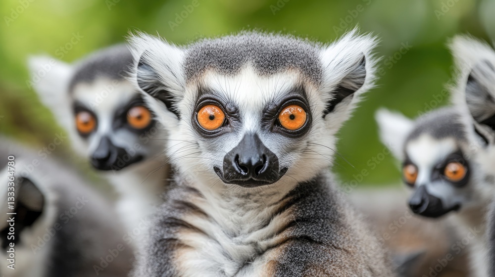Obraz premium Curious Ring-Tailed Lemur with Intense Gaze