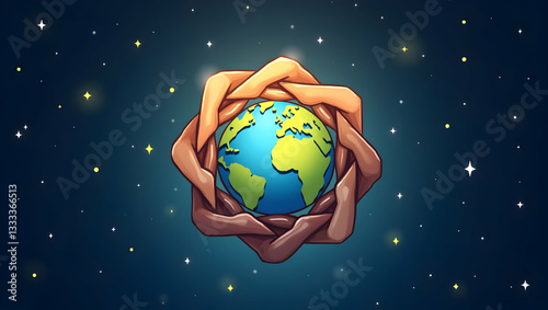 Wallpaper Mural Unity and Diversity Protecting Our World Conceptual Illustration Torontodigital.ca