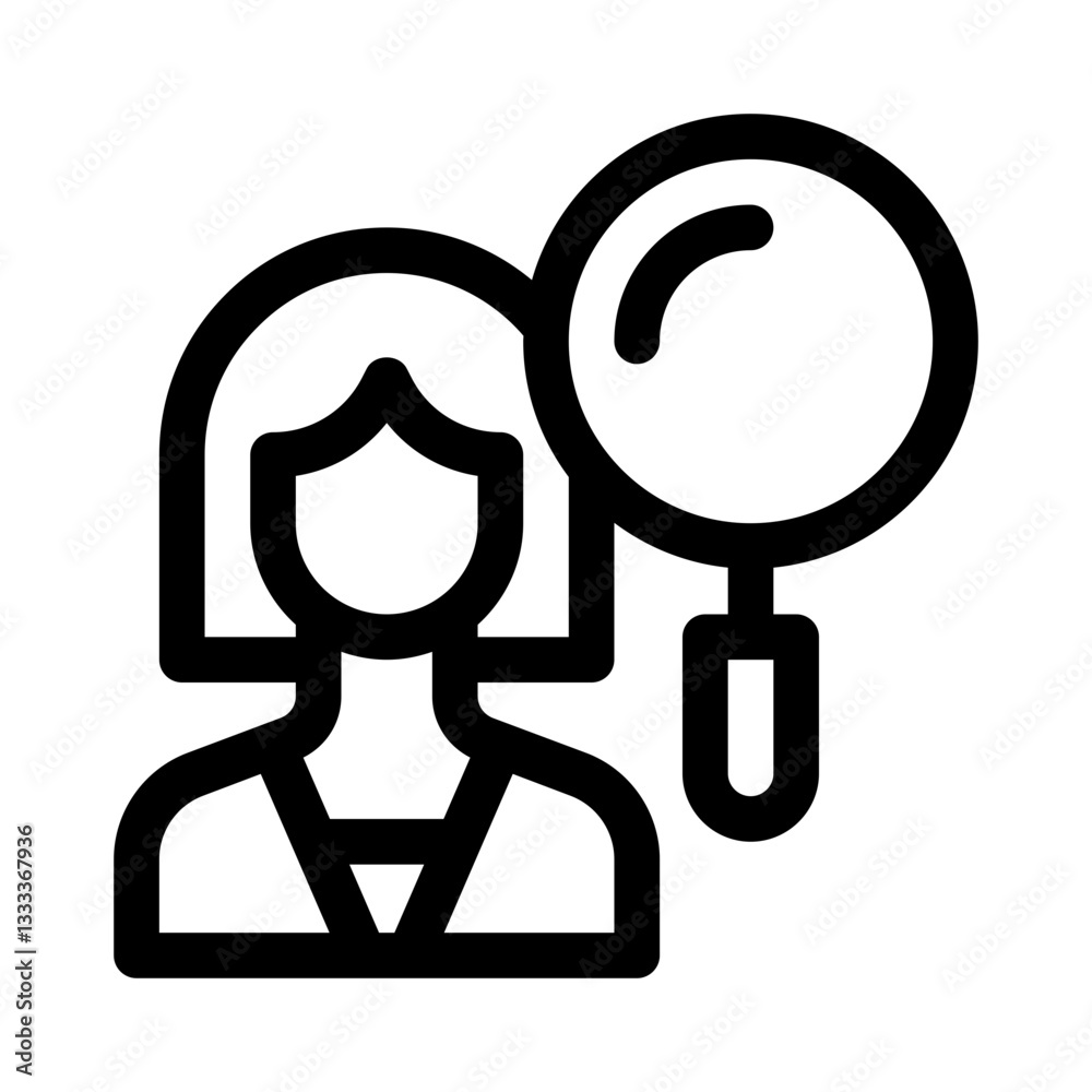 Magnifying person line icon Magnifying person line icon