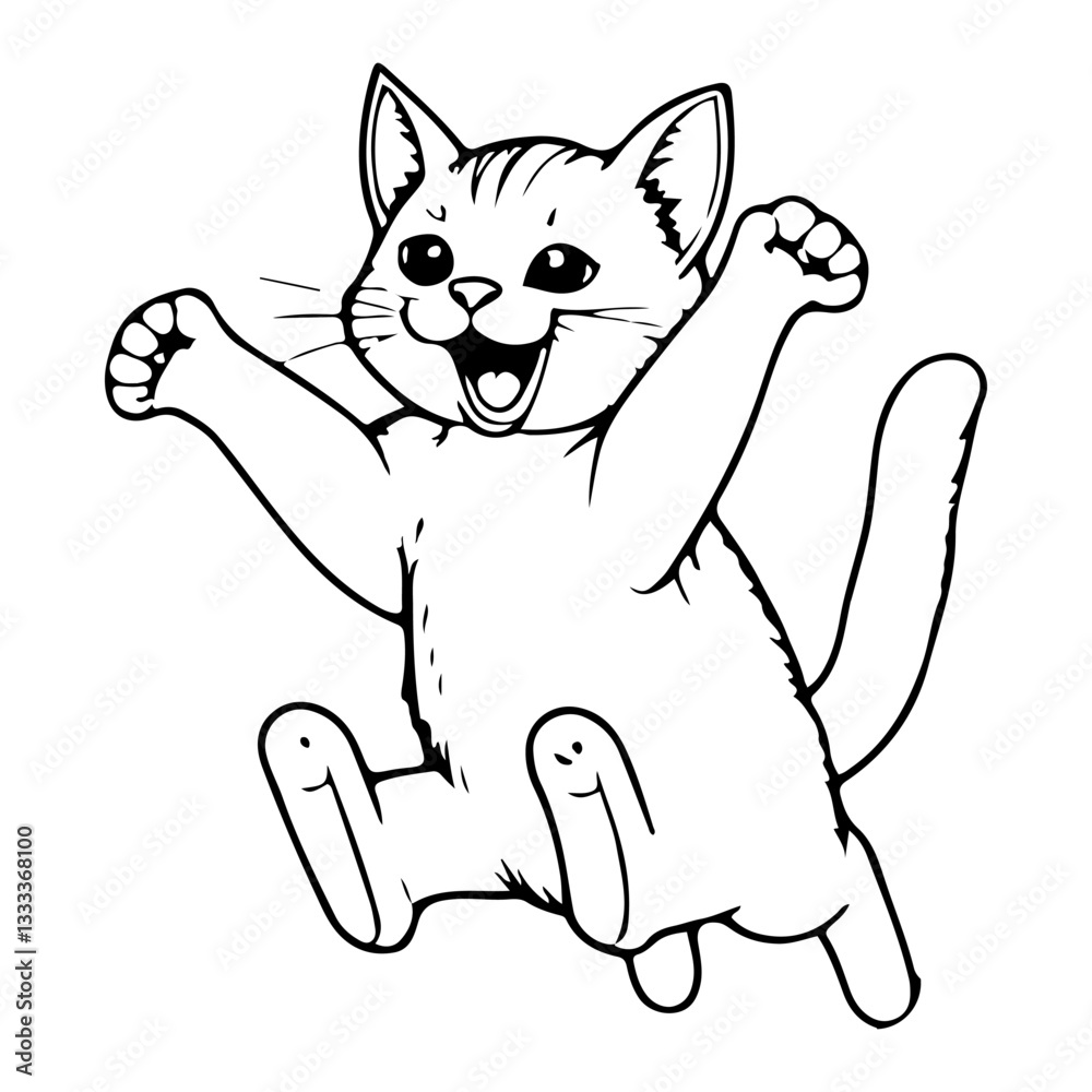 Black and white line animal cat or kitten isolated on white background. worksheet coloring page Black and white line animal cat or kitten isolated on white background. worksheet coloring page