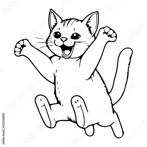 Black and white line animal cat or kitten isolated on white background. worksheet coloring page