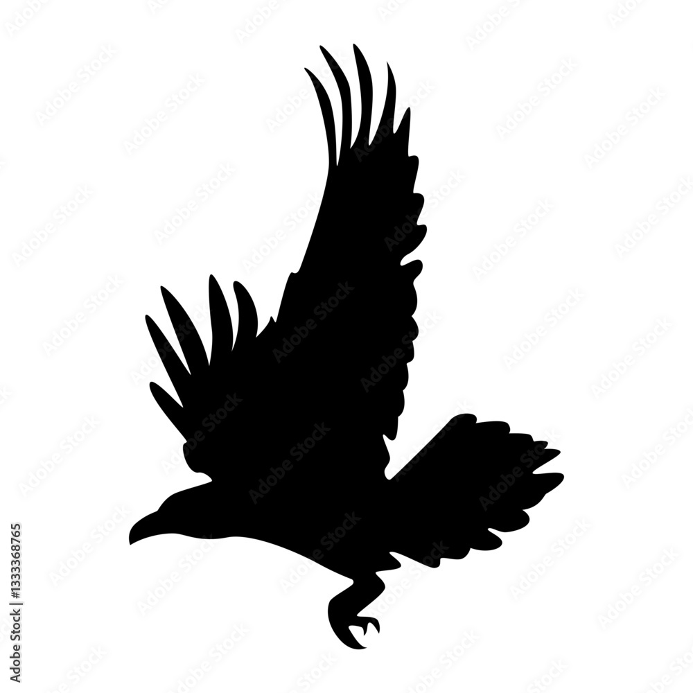 Obraz premium Halloween Crow Silhouette. Isolated on White Background. 