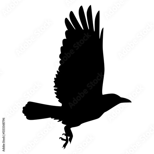 Halloween Crow Silhouette. Isolated on White Background. 