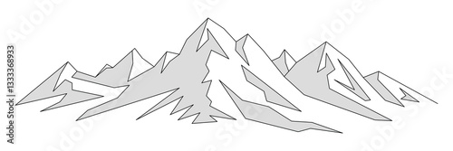 Silhouette mountain range isolated on white background, vector design