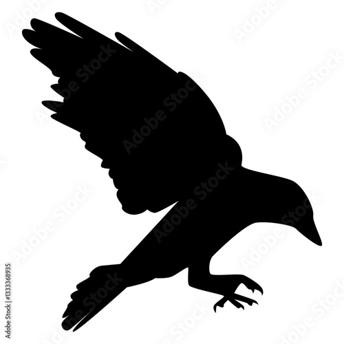 Halloween Crow Silhouette. Isolated on White Background. 