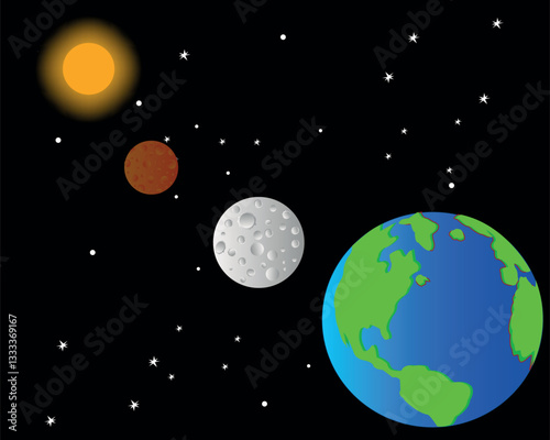 Planets of the solar system on background starry sky