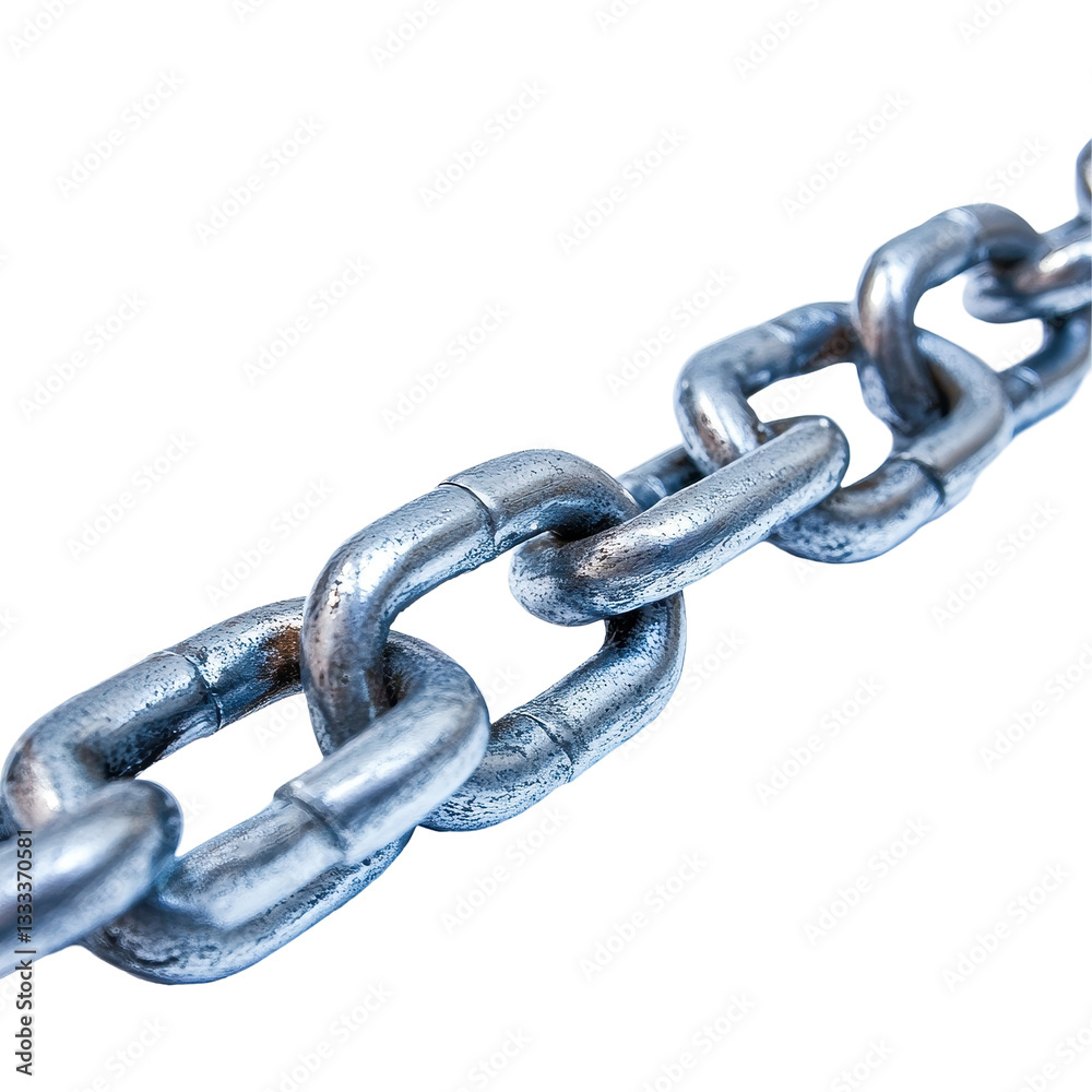 Steel chain isolated on a Transparent background showcasing its strong links and metallic texture, steel chain on isolated on PNG background Steel chain isolated on a Transparent background showcasing its strong links and metallic texture, steel chain on isolated on PNG background