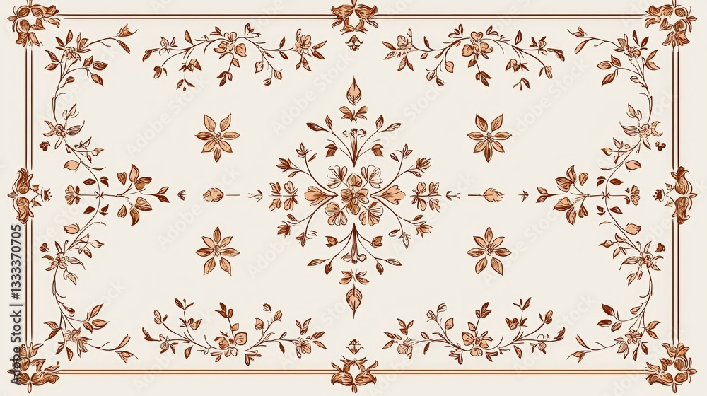 Fototapeta premium Elegant Floral Pattern in Warm Tones for Decorative and Crafting Projects