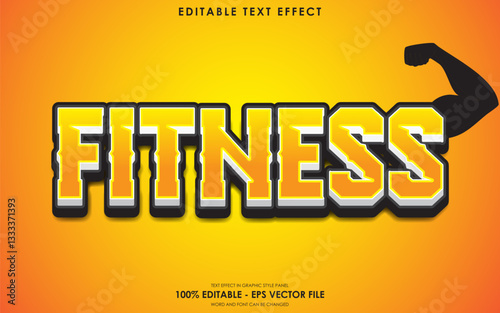 Editable Fitness Text Effect, With Illustration Of Muscular Hands