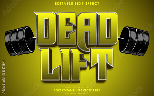 Editable Deadlift Text Effect, with illustration of barbell