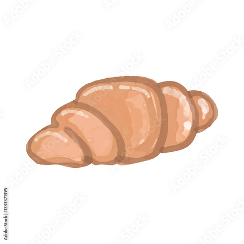 watercolor croissant different flour. Watercolor collection of croissants set on a light background. Vector Watercolor illustration of Croissant isolated on white background.
