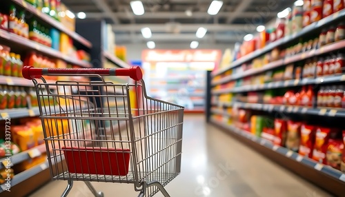 Wallpaper Mural Shopping Cart Supermarket Aisle Product Shelves Torontodigital.ca