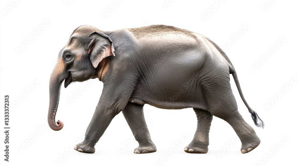 Obraz premium Elephant Walking Against a White Background