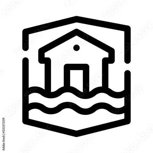 Flood Icon with Shield line icon