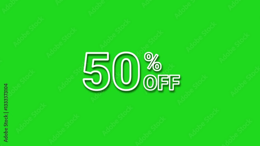 Discount 50% off signs, for flash sale, big deal, hot deal, mega sale, black friday event, animation video isolated on green screen background. Discount 50% off signs, for flash sale, big deal, hot deal, mega sale, black friday event, animation video isolated on green screen background.