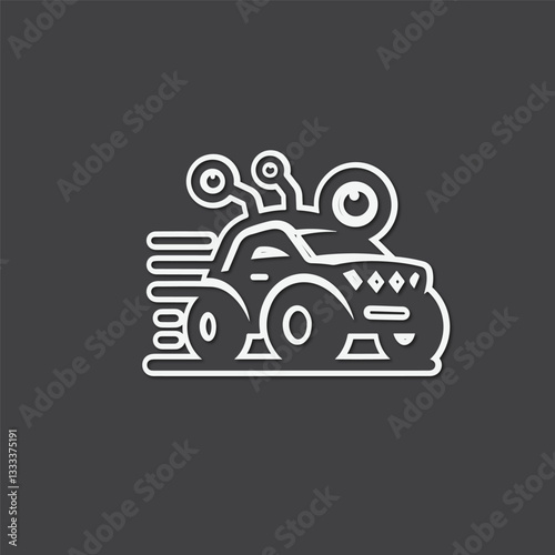 Monster car cartoon vector logo illustration eps 10