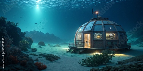 Obraz na płótnie Unique underwater habitat illuminates ocean depths in stunning marine environment w salonie