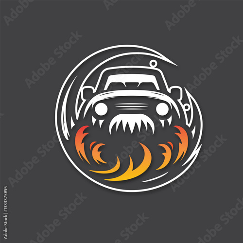 Monster car cartoon vector logo illustration eps 10
