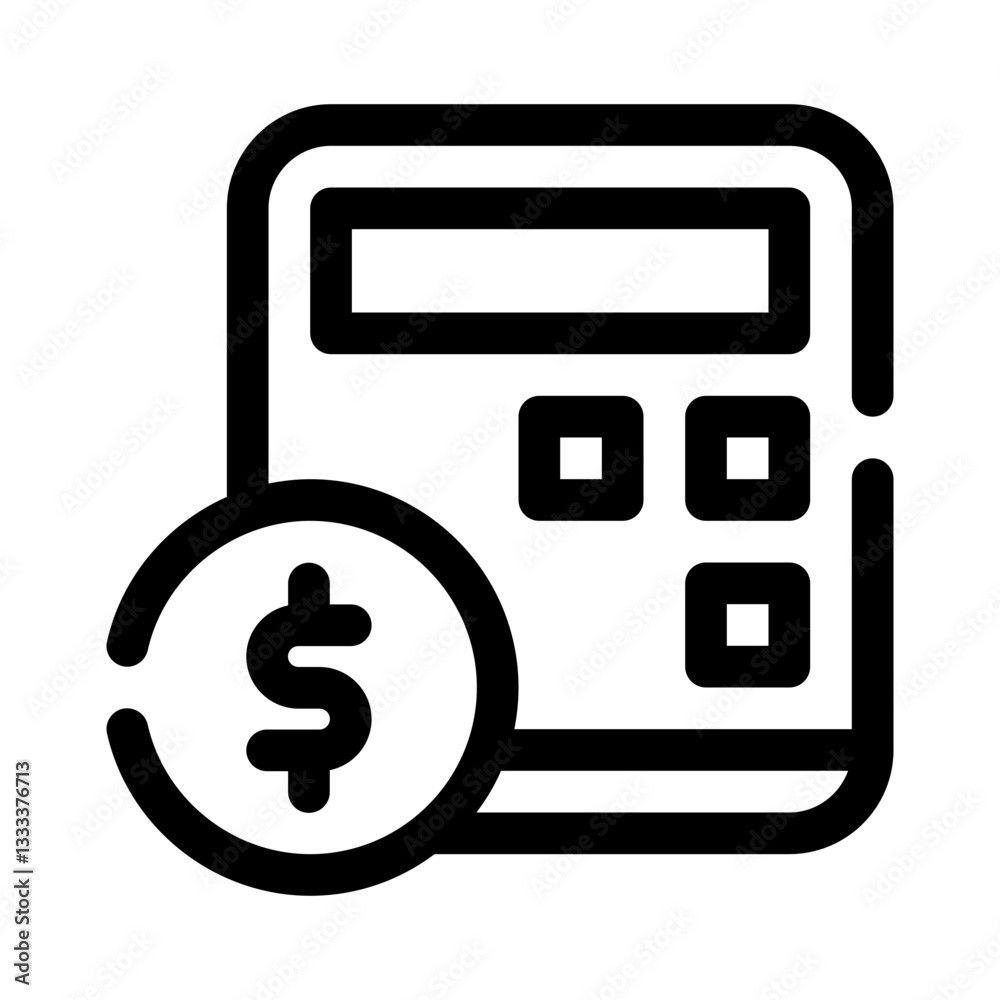 Calculator with Dollar line icon Calculator with Dollar line icon