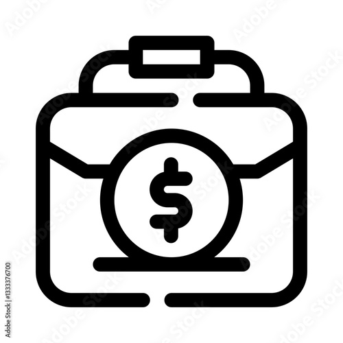 Briefcase with Dollar line icon