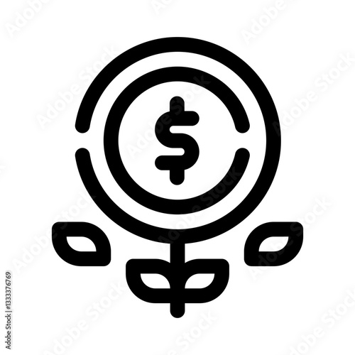 Growing Plant on Coin line icon