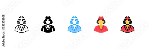Air Hostess Multi Style Icon Set