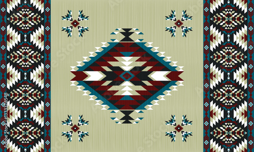 American tribal ethnic native pattern.Traditional Navajo,Aztec,Apache,Southwest and Mexican style fabric pattern.Abstract vector motifs pattern.For fabric,clothing,blanket,carpet,woven,wrap,decoration