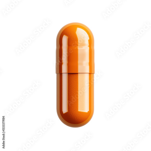 Bright orange capsule isolated on Transparent background