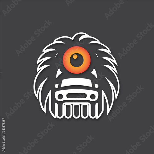 Monster car cartoon vector logo illustration eps 10