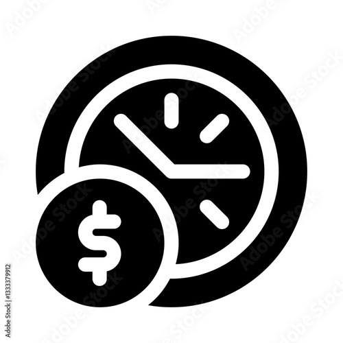 Clock and Dollar Sign glyph icon