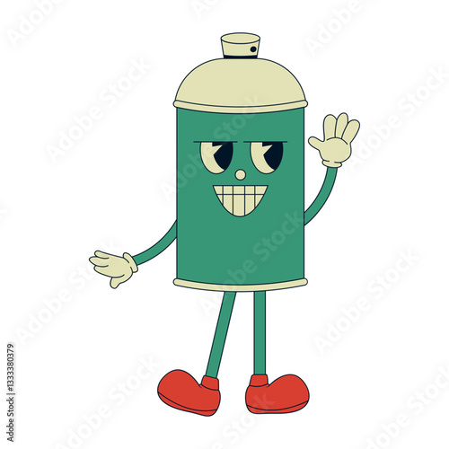 Spray Cans Retro Character. Vector Cartoon Illustration