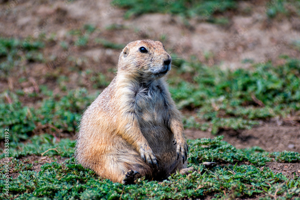 A chubby prairie dog sits comfortably on the green grass, embodying contentment and relaxation while enjoying its natural habitat filled with rich vegetation and life. A chubby prairie dog sits comfortably on the green grass, embodying contentment and relaxation while enjoying its natural habitat filled with rich vegetation and life.