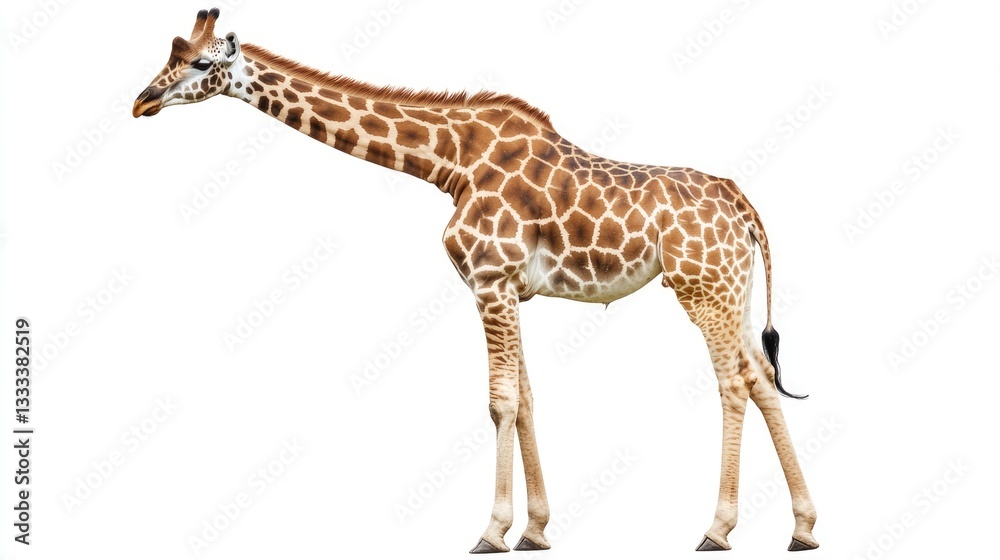 Fototapeta premium Giraffe Standing on a White Background